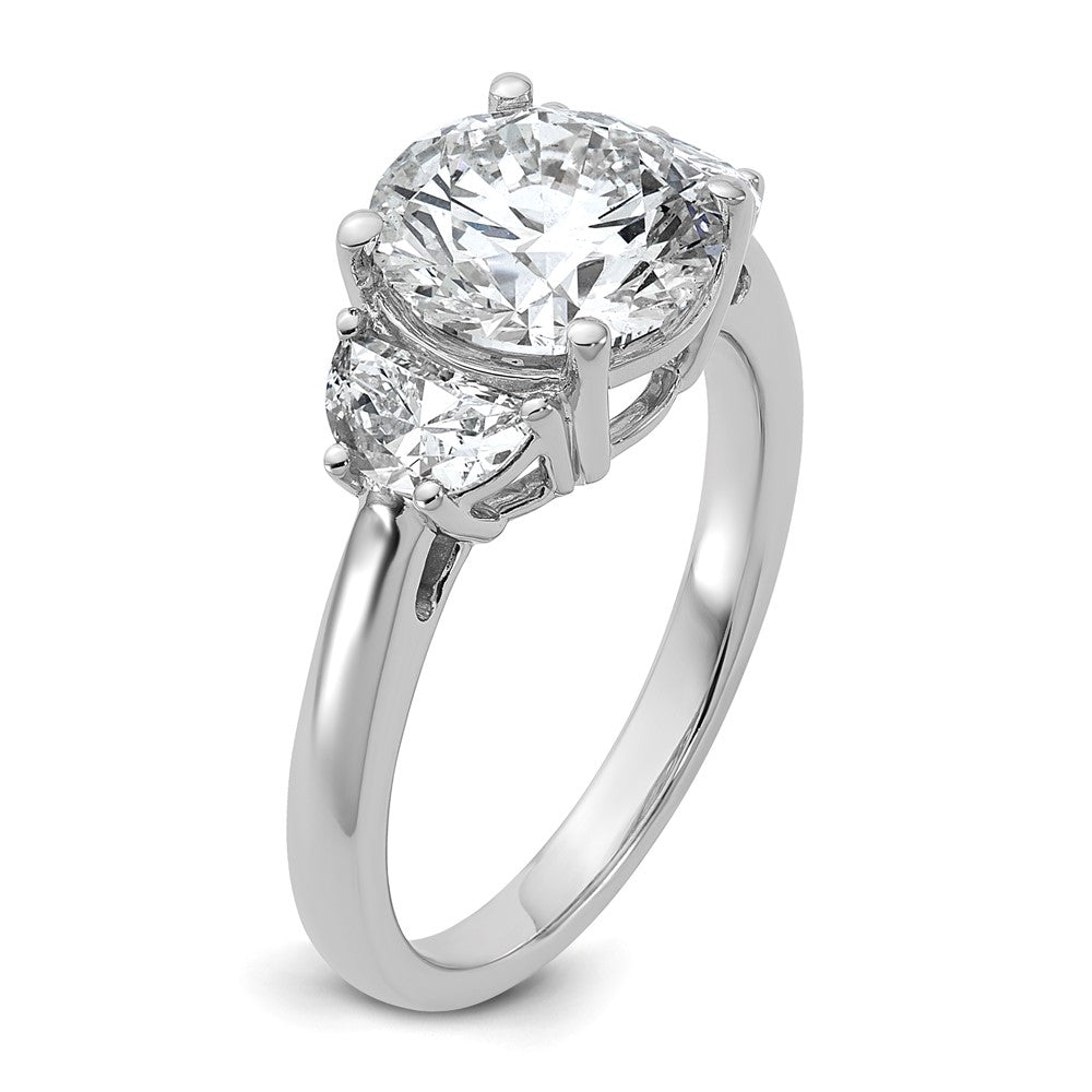 14kw 3 1/8ct Cert Lab Grown Diamond VS+F+ Round Comp 3 Stone Eng Ring