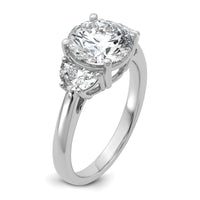 14kw 3 1/8ct Cert Lab Grown Diamond VS+F+ Round Comp 3 Stone Eng Ring