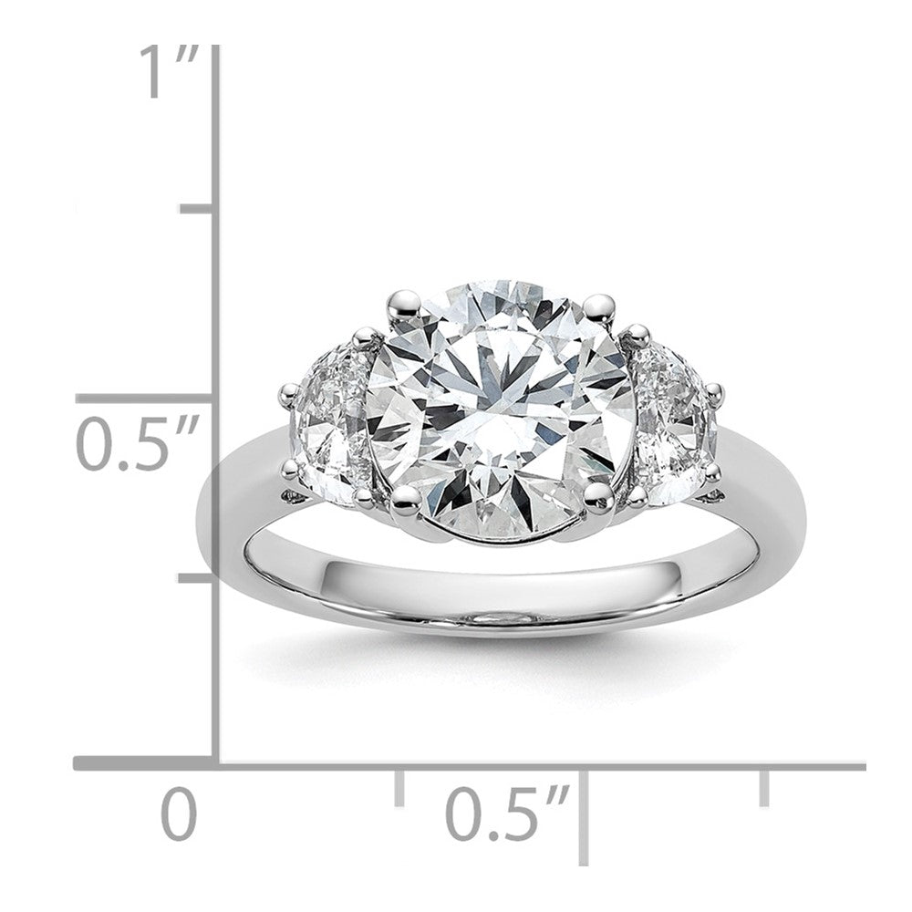 14kw 3 1/8ct Cert Lab Grown Diamond VS+F+ Round Comp 3 Stone Eng Ring