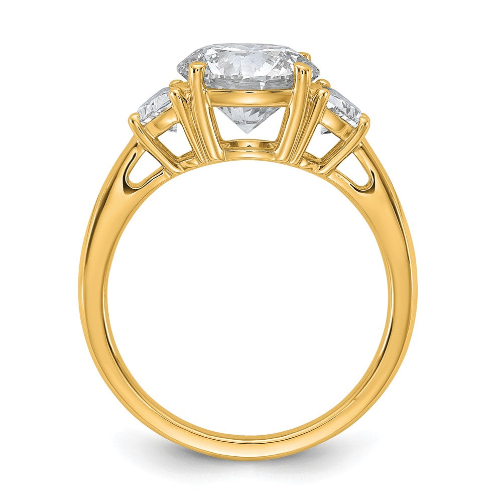 14k 3 1/8ct Cert Lab Grown Diamond VS/SI+ G+ Round Comp 3 Stone Eng Ring