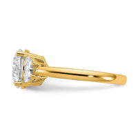14k 3 1/8ct Cert Lab Grown Diamond VS/SI+ G+ Round Comp 3 Stone Eng Ring