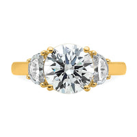 14k 3 1/8ct Cert Lab Grown Diamond VS/SI+ G+ Round Comp 3 Stone Eng Ring