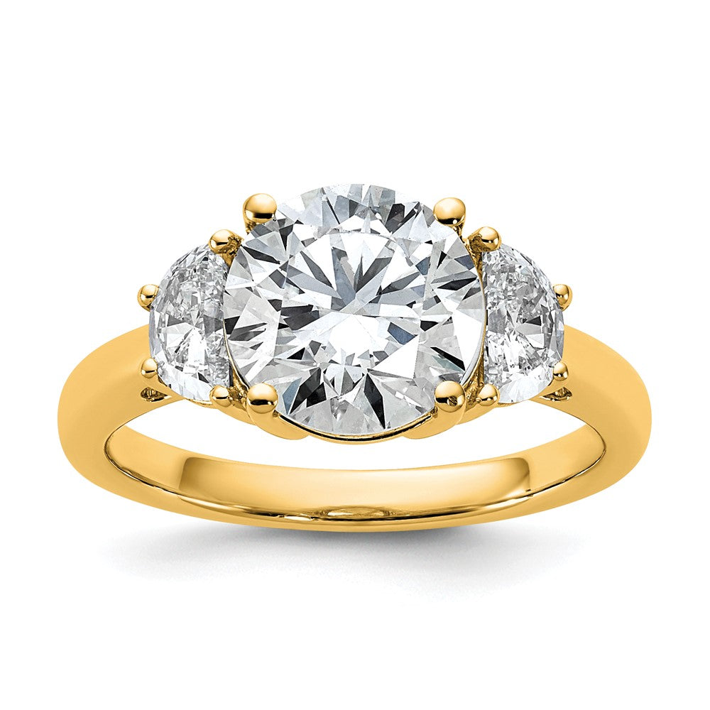 14k 3 1/8ct Cert Lab Grown Diamond VS/SI+ G+ Round Comp 3 Stone Eng Ring