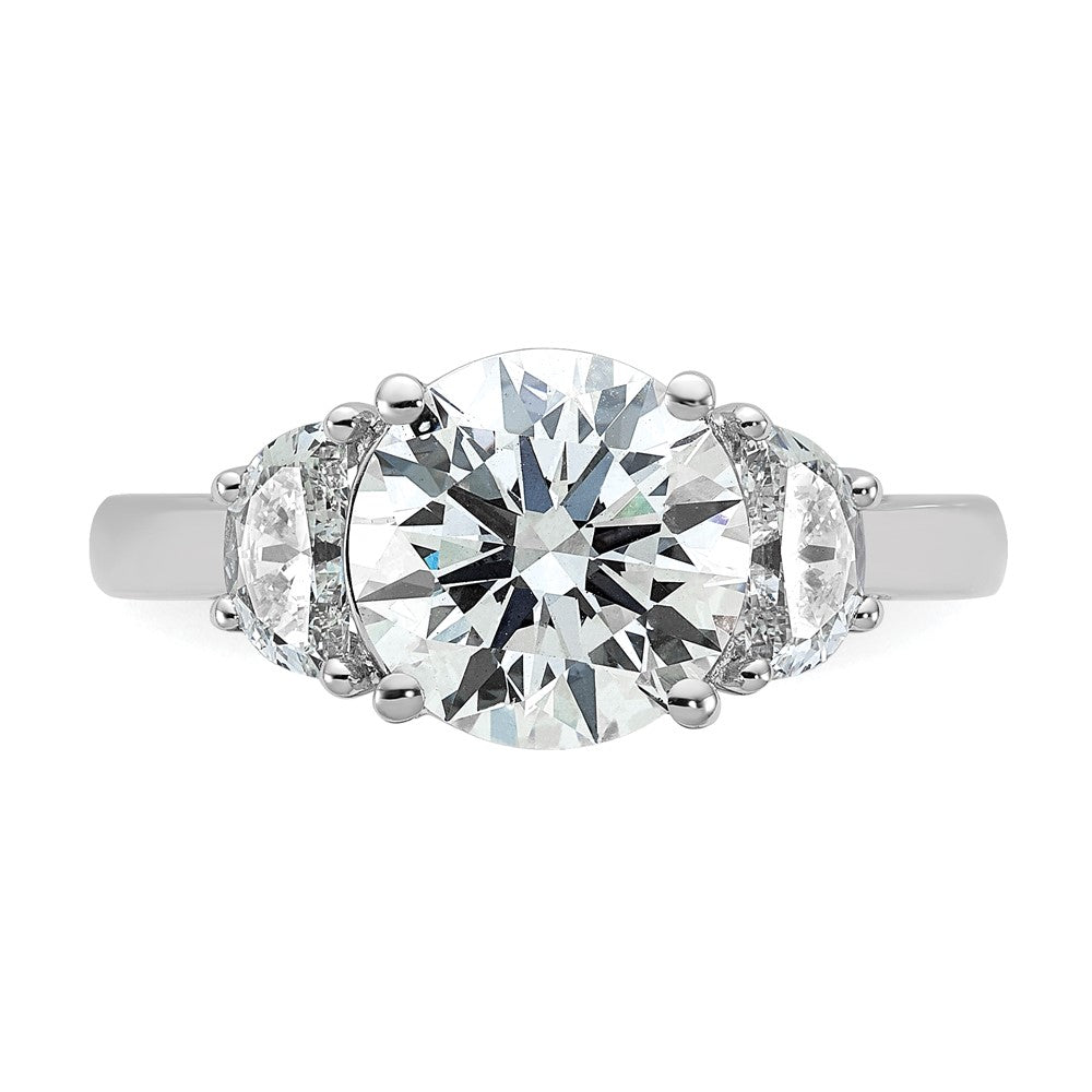 14kw 5/8ct Lab Grown Diamond VS/SI+ G+ 2 1/2ct Round Semi 3 Stone Eng Ring