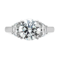 14kw 5/8ct Lab Grown Diamond VS/SI+ G+ 2 1/2ct Round Semi 3 Stone Eng Ring