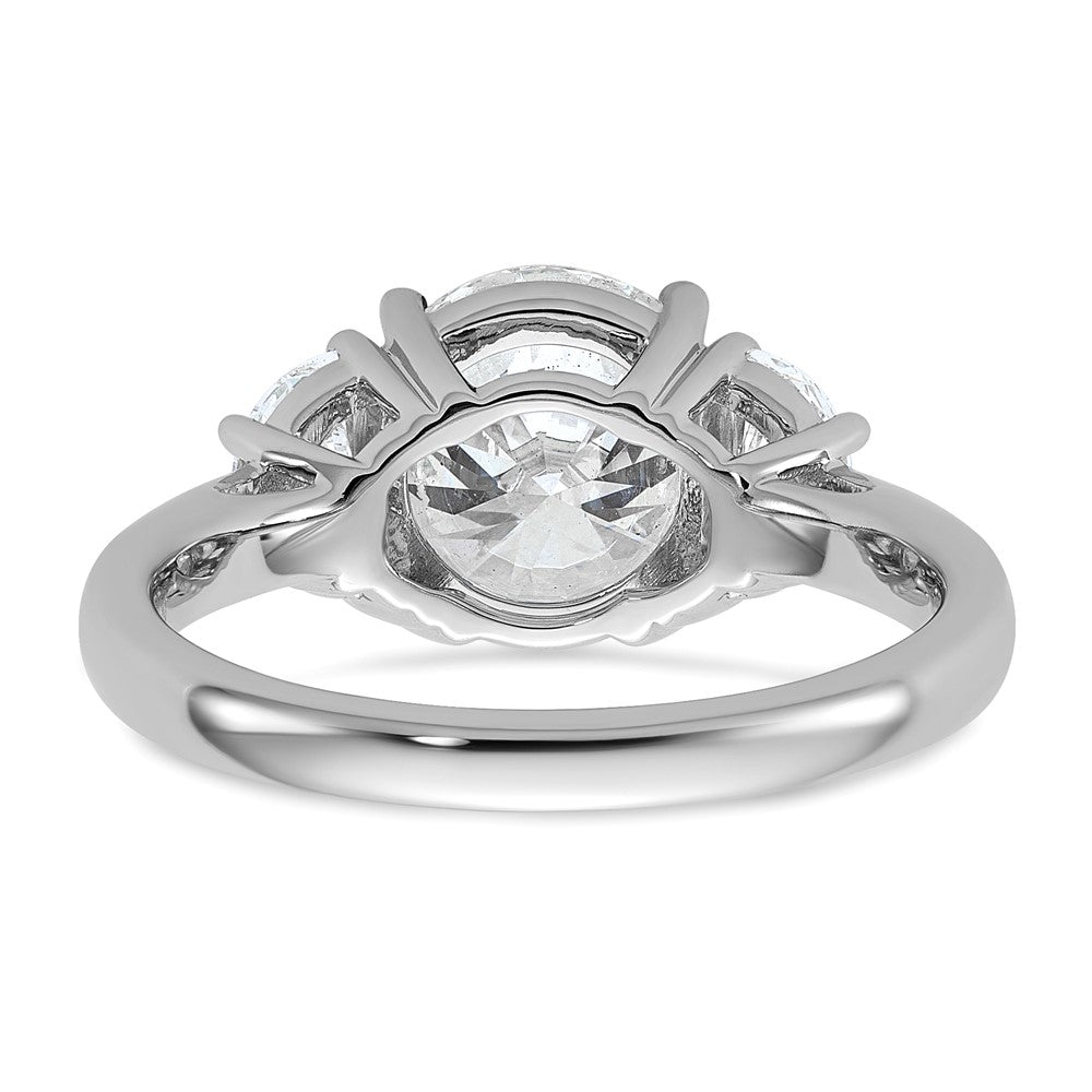 14kw 5/8ct Lab Grown Diamond VS/SI+ G+ 2 1/2ct Round Semi 3 Stone Eng Ring