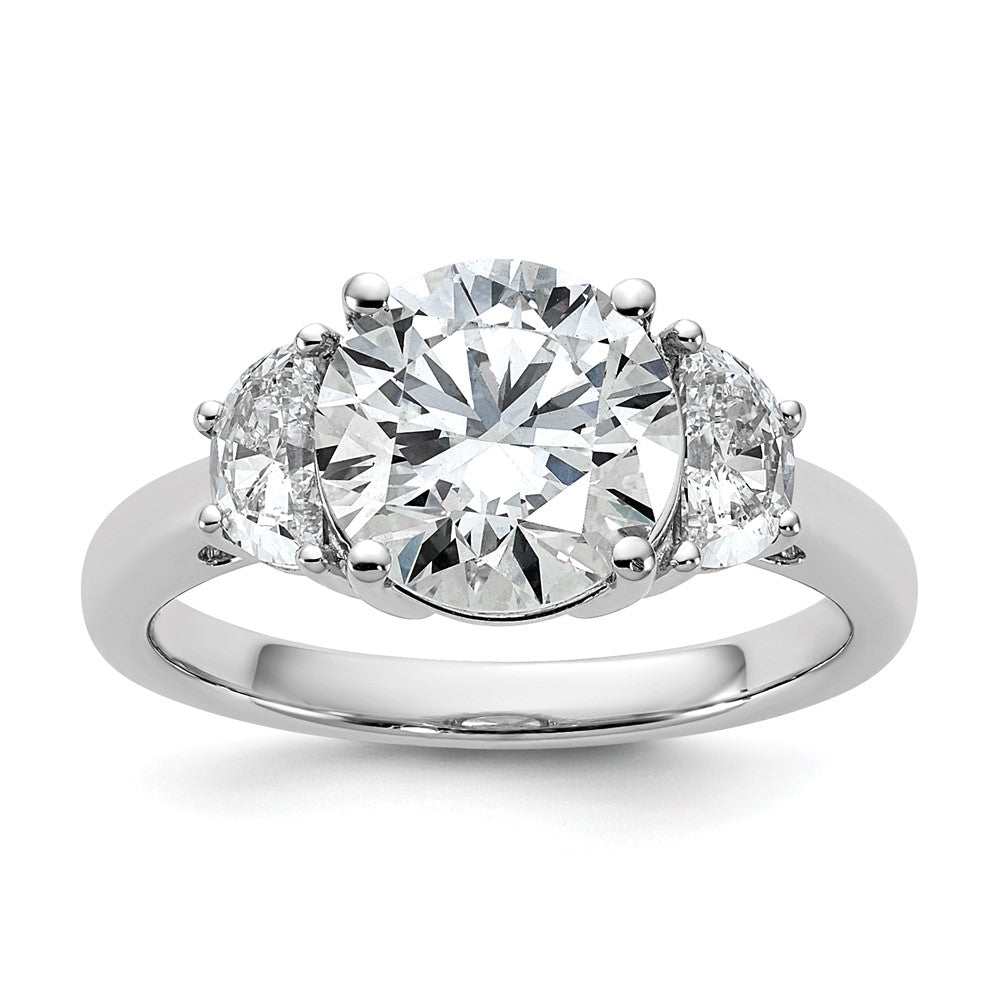 14kw 5/8ct Lab Grown Diamond VS/SI+ G+ 2 1/2ct Round Semi 3 Stone Eng Ring