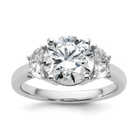 14kw 5/8ct Lab Grown Diamond VS/SI+ G+ 2 1/2ct Round Semi 3 Stone Eng Ring