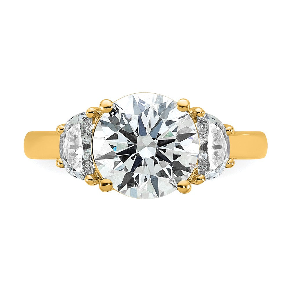 14k 5/8ct Lab Grown Diamond VS/SI+ G+ 2 1/2ct Round Semi 3 Stone Eng Ring
