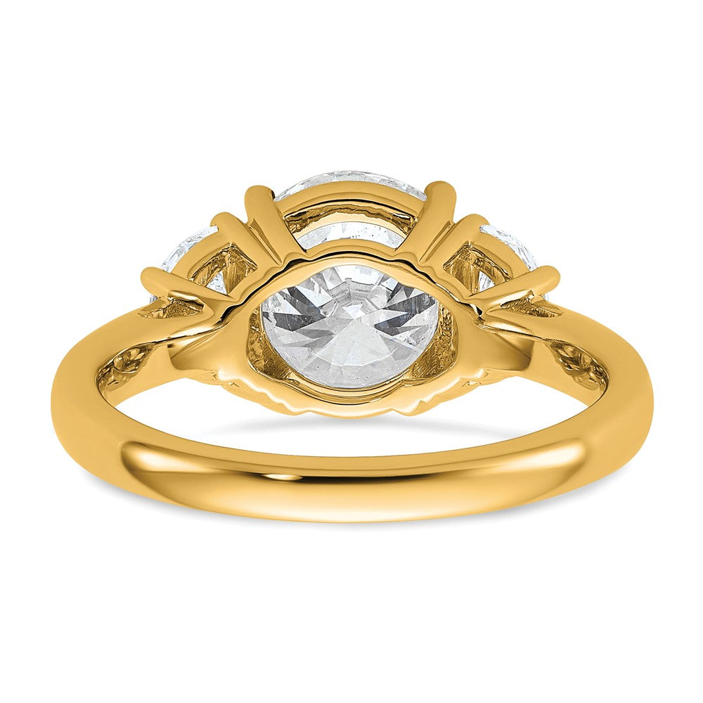 14k 5/8ct Lab Grown Diamond VS/SI+ G+ 2 1/2ct Round Semi 3 Stone Eng Ring