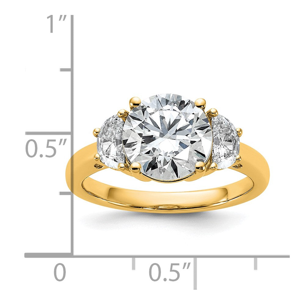 14k 5/8ct Lab Grown Diamond VS/SI+ G+ 2 1/2ct Round Semi 3 Stone Eng Ring