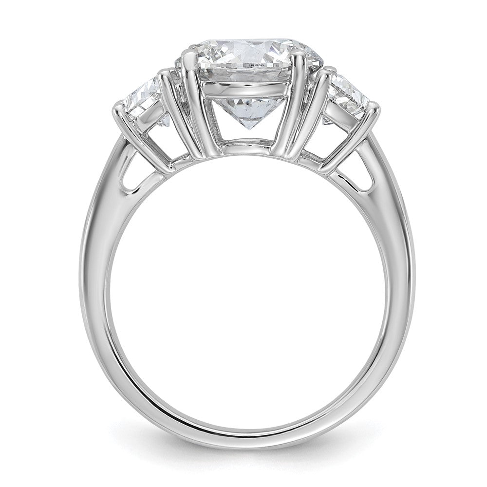 14kw 4ct Cert Lab Grown Diamond VS/SI+ G+ Round Comp 3 Stone Eng Ring