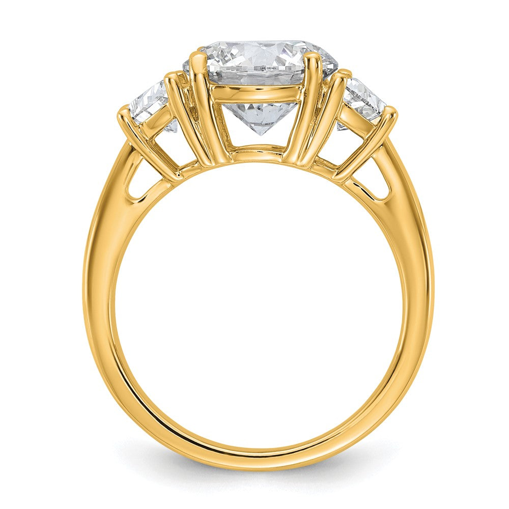 14k 4ct Cert Lab Grown Diamond VS+F+ Round Comp 3 Stone Eng Ring