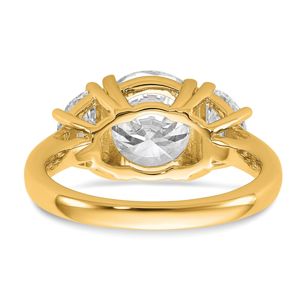 14k 4ct Cert Lab Grown Diamond VS+F+ Round Comp 3 Stone Eng Ring