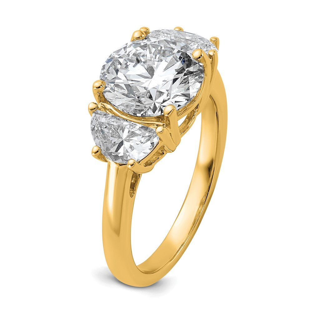 14k 4ct Cert Lab Grown Diamond VS+F+ Round Comp 3 Stone Eng Ring