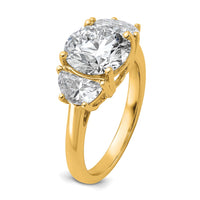 14k 4ct Cert Lab Grown Diamond VS+F+ Round Comp 3 Stone Eng Ring
