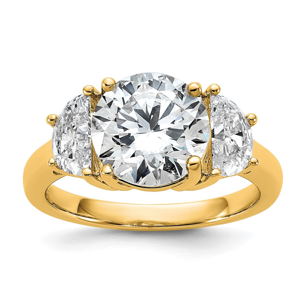 14k 4ct Cert Lab Grown Diamond VS+F+ Round Comp 3 Stone Eng Ring