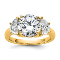 14k 4ct Cert Lab Grown Diamond VS+F+ Round Comp 3 Stone Eng Ring