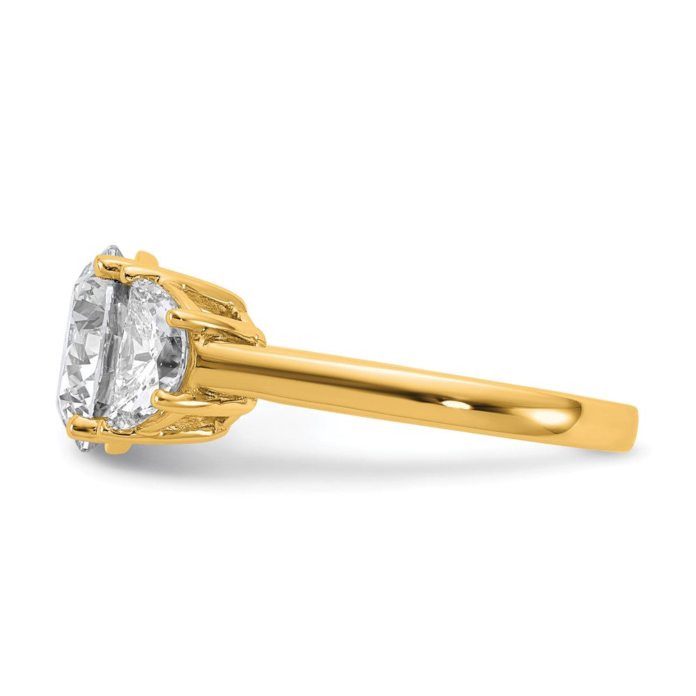 14k 1ct Lab Grown Diamond VS/SI+ G+ 3ct Round Semi 3 Stone Eng Ring