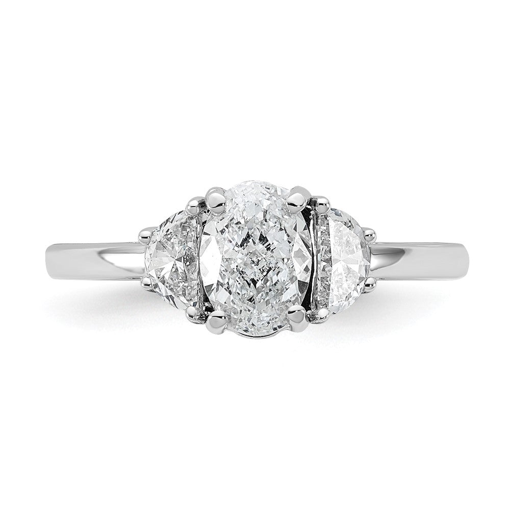14kw 1 3/8ct Cert Lab Grown Dia VS+ F+ Comp Oval&1/2 Moon Eng Ring