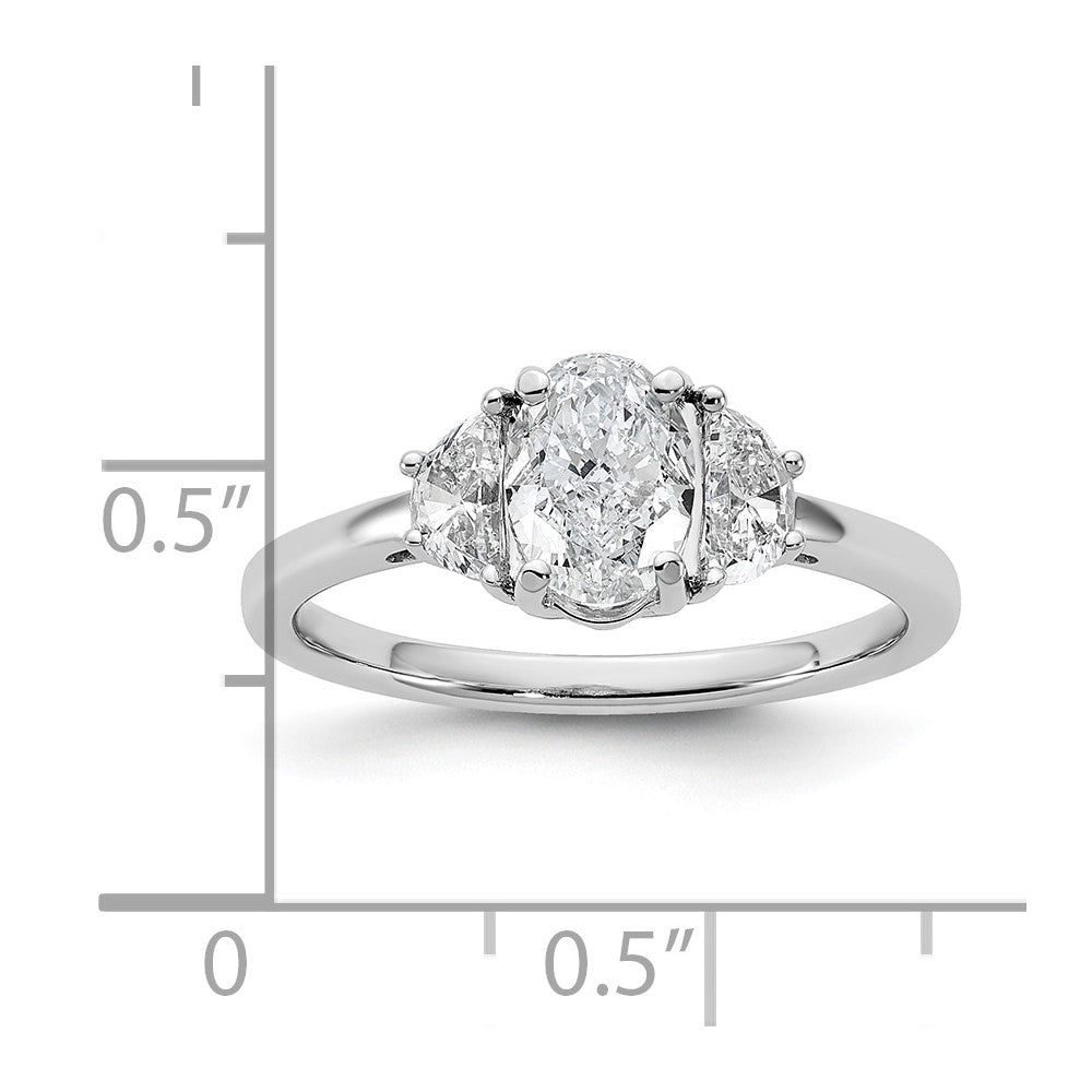14kw 1 3/8ct Cert Lab Grown Dia VS+ F+ Comp Oval&1/2 Moon Eng Ring