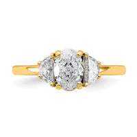 14k 1 3/8ct Cert Lab Grown Dia VS/SI+ G+ Comp Oval&1/2 Moon Eng Ring