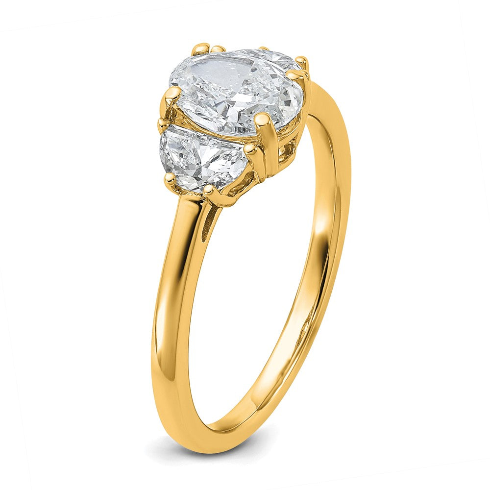 14k 1 3/8ct Cert Lab Grown Dia VS+ F+ Comp Oval&1/2 Moon 3 Stone Eng Ring