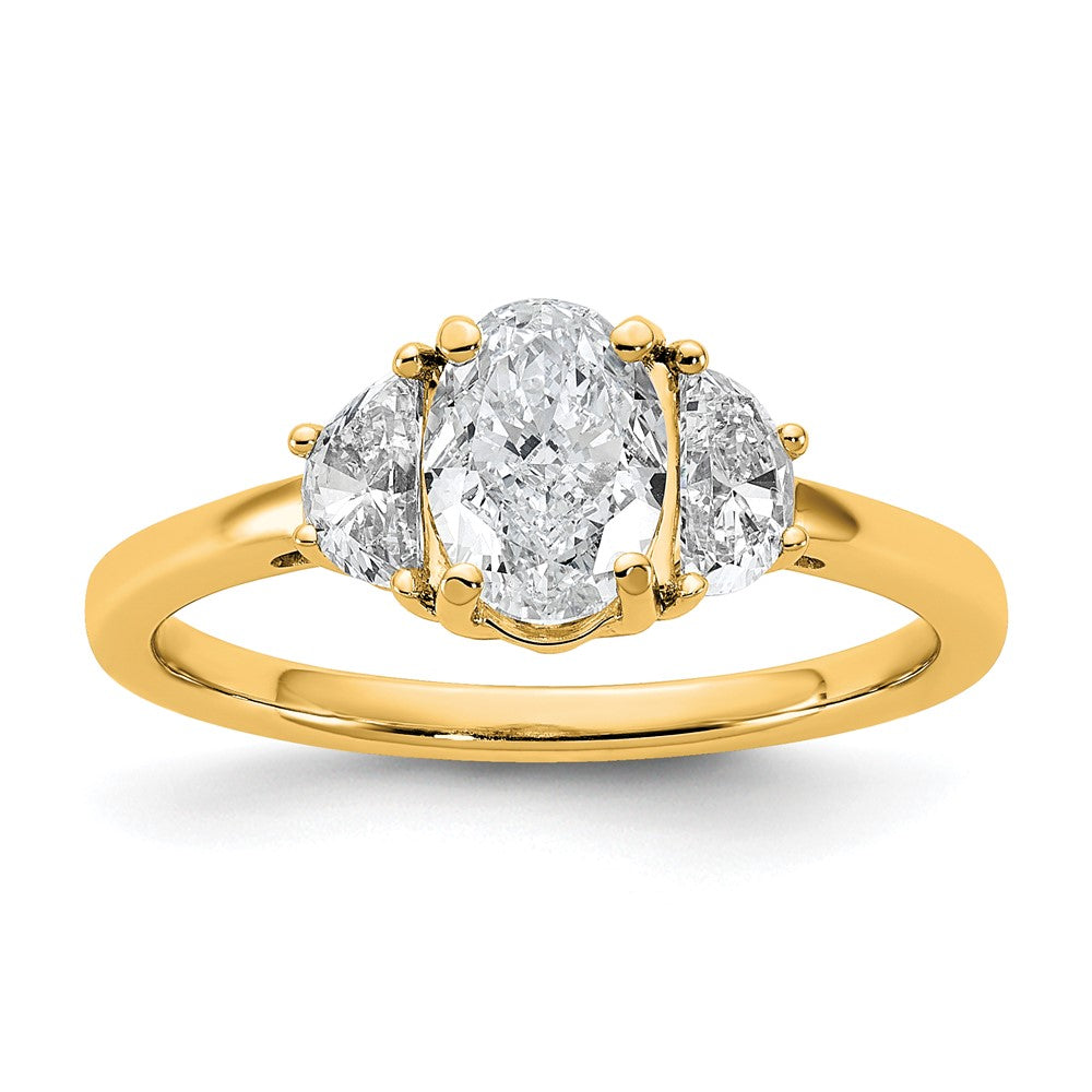 14k 1 3/8ct Cert Lab Grown Dia VS/SI+ G+ Comp Oval&1/2 Moon Eng Ring