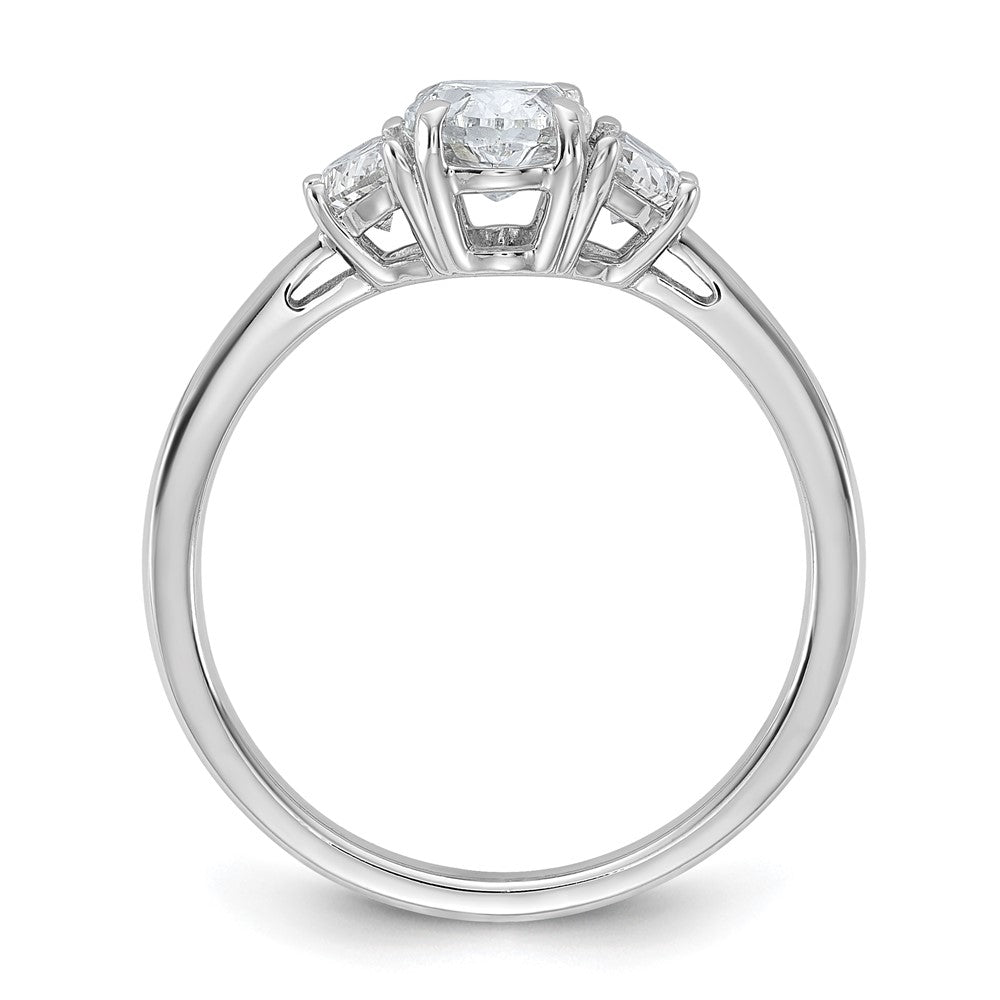 14kw 3/8ct Lab Grown Dia VS+ F+ 1/2 Moon&1ct Oval Semi 3 Stone Eng Ring