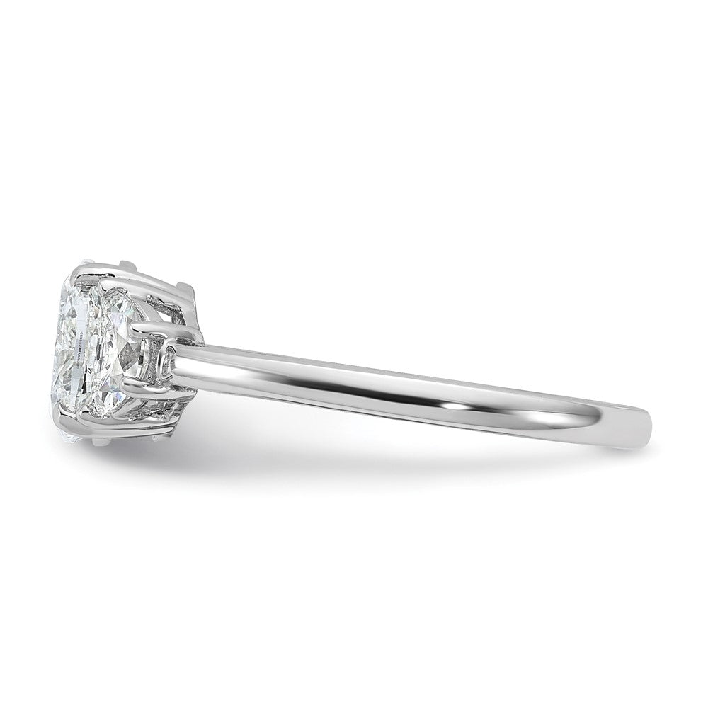 14kw 3/8ct Lab Grown Dia VS+ F+ 1/2 Moon&1ct Oval Semi 3 Stone Eng Ring
