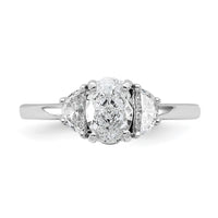 14kw 3/8ct Lab Grown Dia VS+ F+ 1/2 Moon&1ct Oval Semi 3 Stone Eng Ring