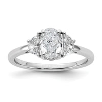 14kw 3/8ct Lab Grown Dia VS+ F+ 1/2 Moon&1ct Oval Semi 3 Stone Eng Ring
