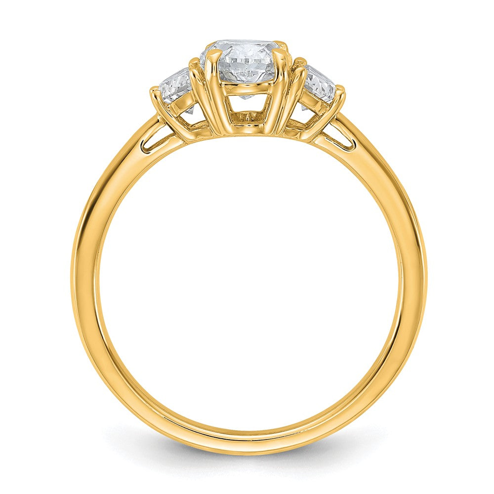 14k 3/8ct Lab Grown Dia VS+ F+ 1/2 Moon&1ct Oval Semi 3 Stone Eng Ring