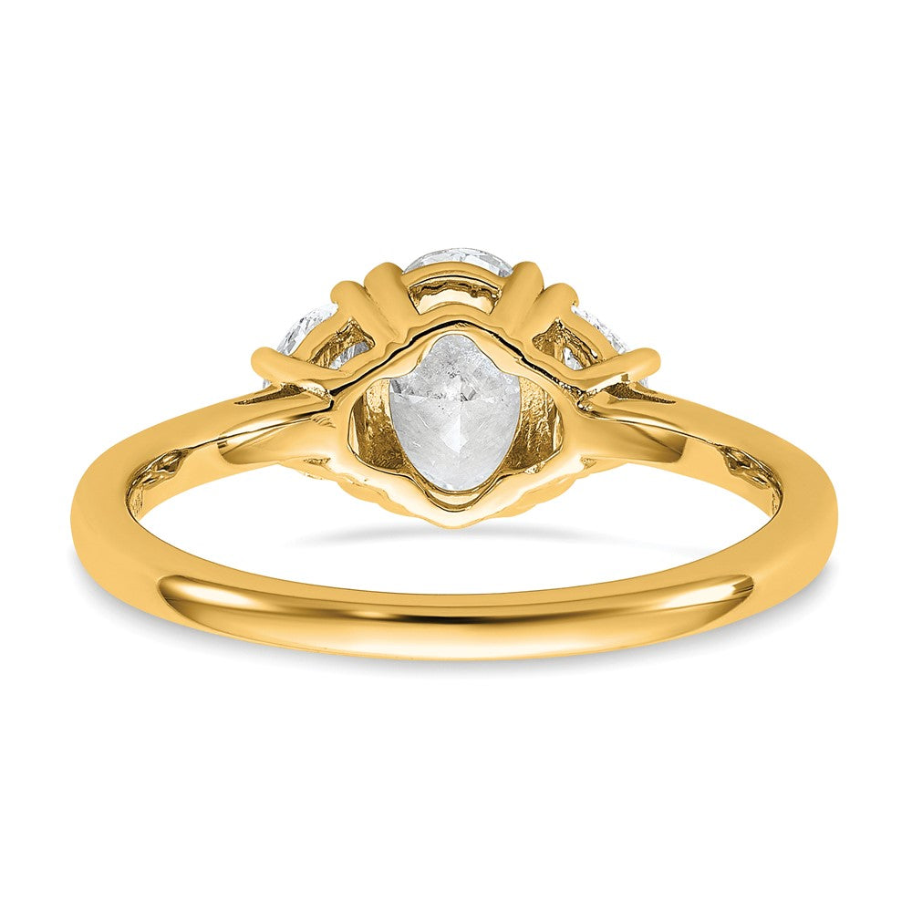 14k 3/8ct Lab Grown Dia VS+ F+ 1/2 Moon&1ct Oval Semi 3 Stone Eng Ring