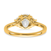14k 3/8ct Lab Grown Dia VS/SI+ G+ 1/2 Moon&1ct Oval Semi 3 Stone Eng Ring