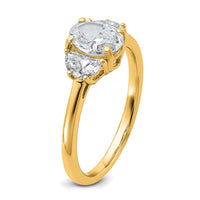14k 3/8ct Lab Grown Dia VS+ F+ 1/2 Moon&1ct Oval Semi 3 Stone Eng Ring