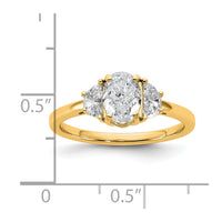 14k 3/8ct Lab Grown Dia VS+ F+ 1/2 Moon&1ct Oval Semi 3 Stone Eng Ring