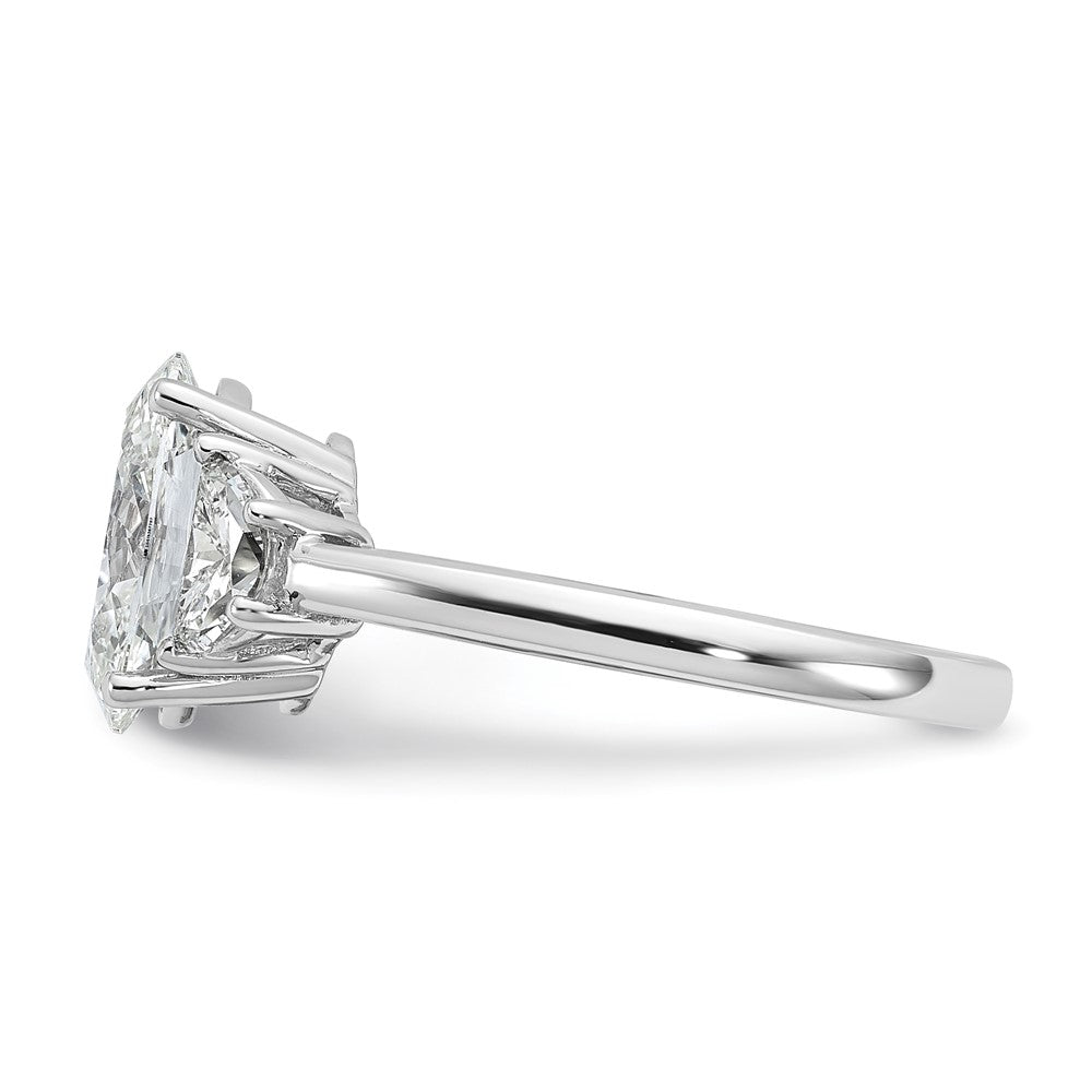 14kw 2 1/2ct Cert Lab Grown Dia VS+ F+ Comp Oval&1/2 Moon 3 Stone Eng Ring