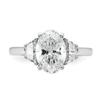 14kw 2 1/2ct Cert Lab Grown Dia VS+ F+ Comp Oval&1/2 Moon 3 Stone Eng Ring