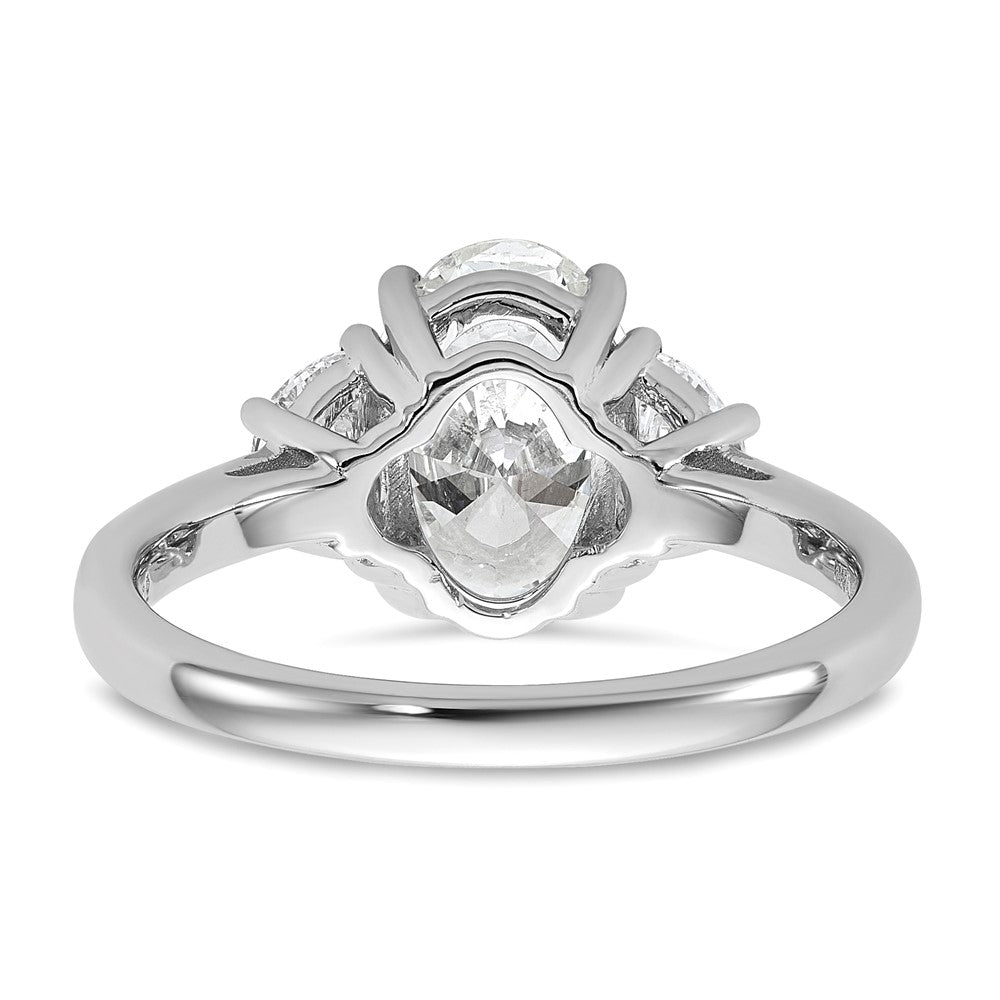 14kw 2 1/2ct Cert Lab Grown Dia VS+ F+ Comp Oval&1/2 Moon 3 Stone Eng Ring