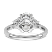 14kw 2 1/2ct Cert Lab Grown Dia VS+ F+ Comp Oval&1/2 Moon 3 Stone Eng Ring
