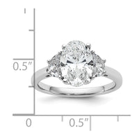 14kw 2 1/2ct Cert Lab Grown Dia VS+ F+ Comp Oval&1/2 Moon 3 Stone Eng Ring
