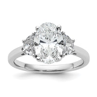 14kw 2 1/2ct Cert Lab Grown Dia VS+ F+ Comp Oval&1/2 Moon 3 Stone Eng Ring