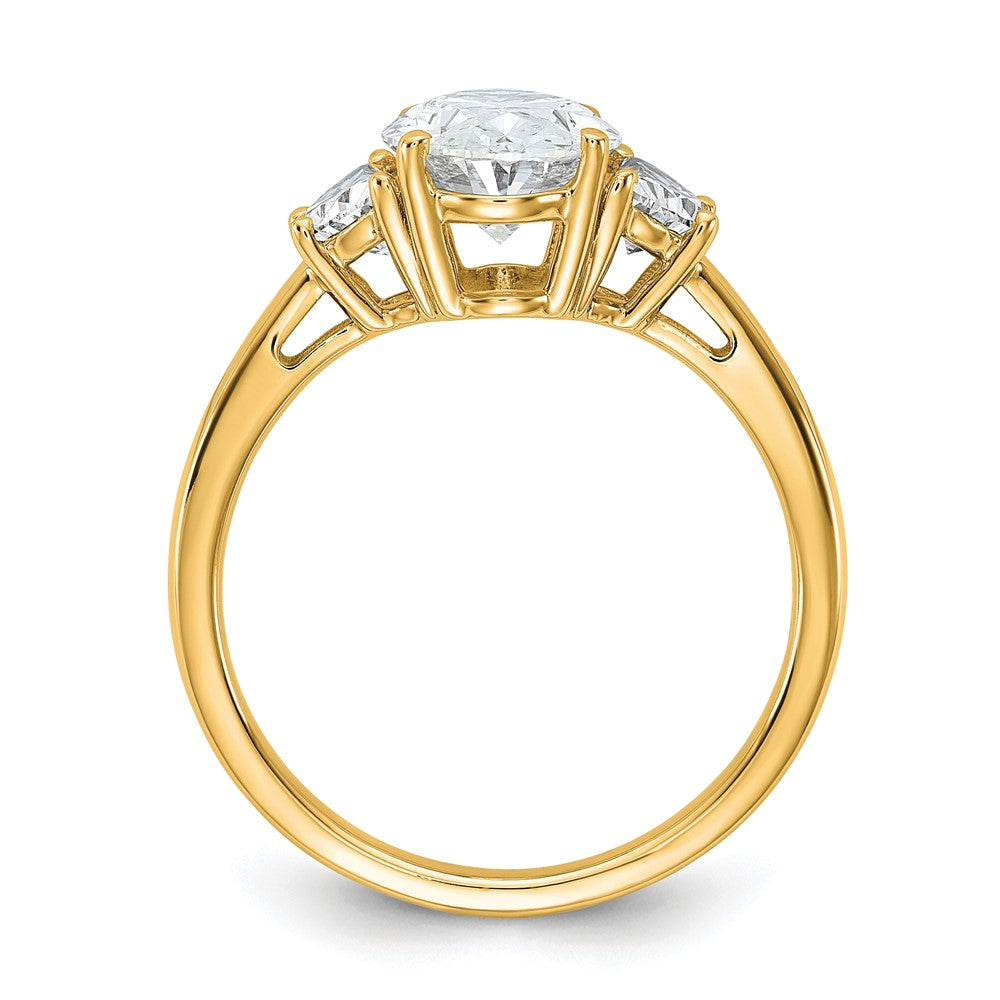 14k 2 1/2ct Cert Lab Grown Dia VS/SI+ G+ Comp Oval&1/2 Moon Eng Ring