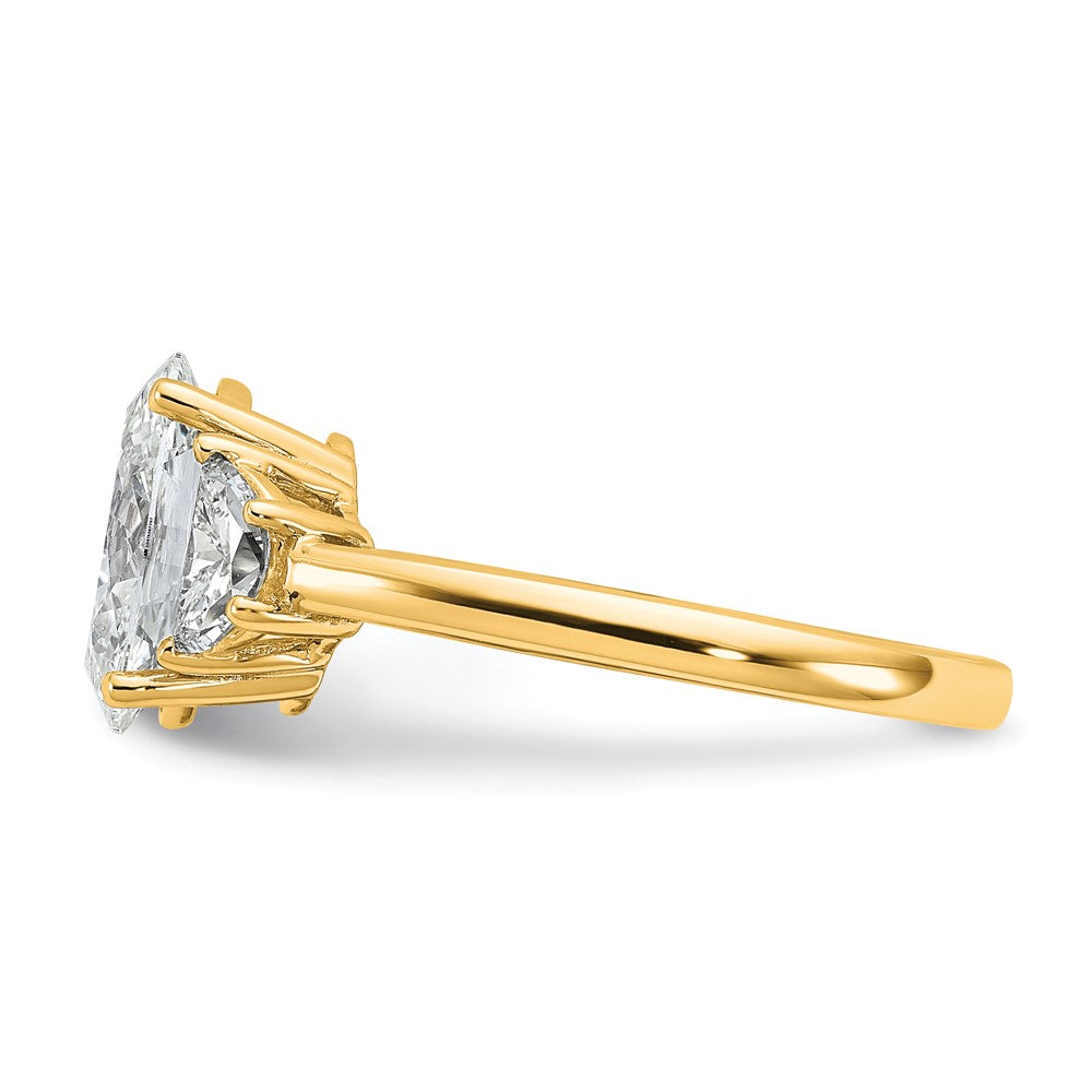 14k 2 1/2ct Cert Lab Grown Dia VS+ F+ Comp Oval&1/2 Moon 3 Stone Eng Ring