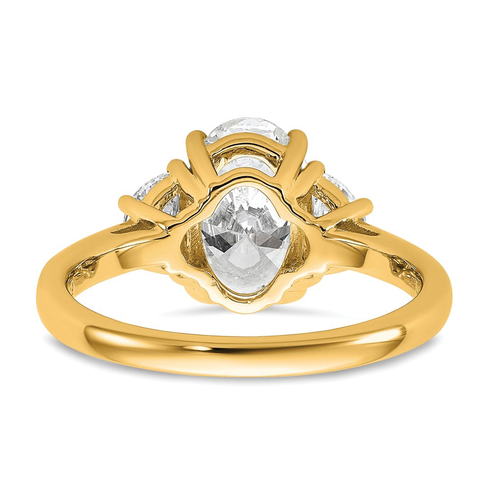 14k 2 1/2ct Cert Lab Grown Dia VS+ F+ Comp Oval&1/2 Moon 3 Stone Eng Ring