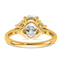 14k 1/2ct Lab Grown Dia VS+ F+ 1/2 Moon&2ct Oval Semi 3 Stone Eng Ring