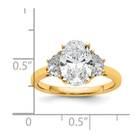 14k 1/2ct Lab Grown Dia VS+ F+ 1/2 Moon&2ct Oval Semi 3 Stone Eng Ring