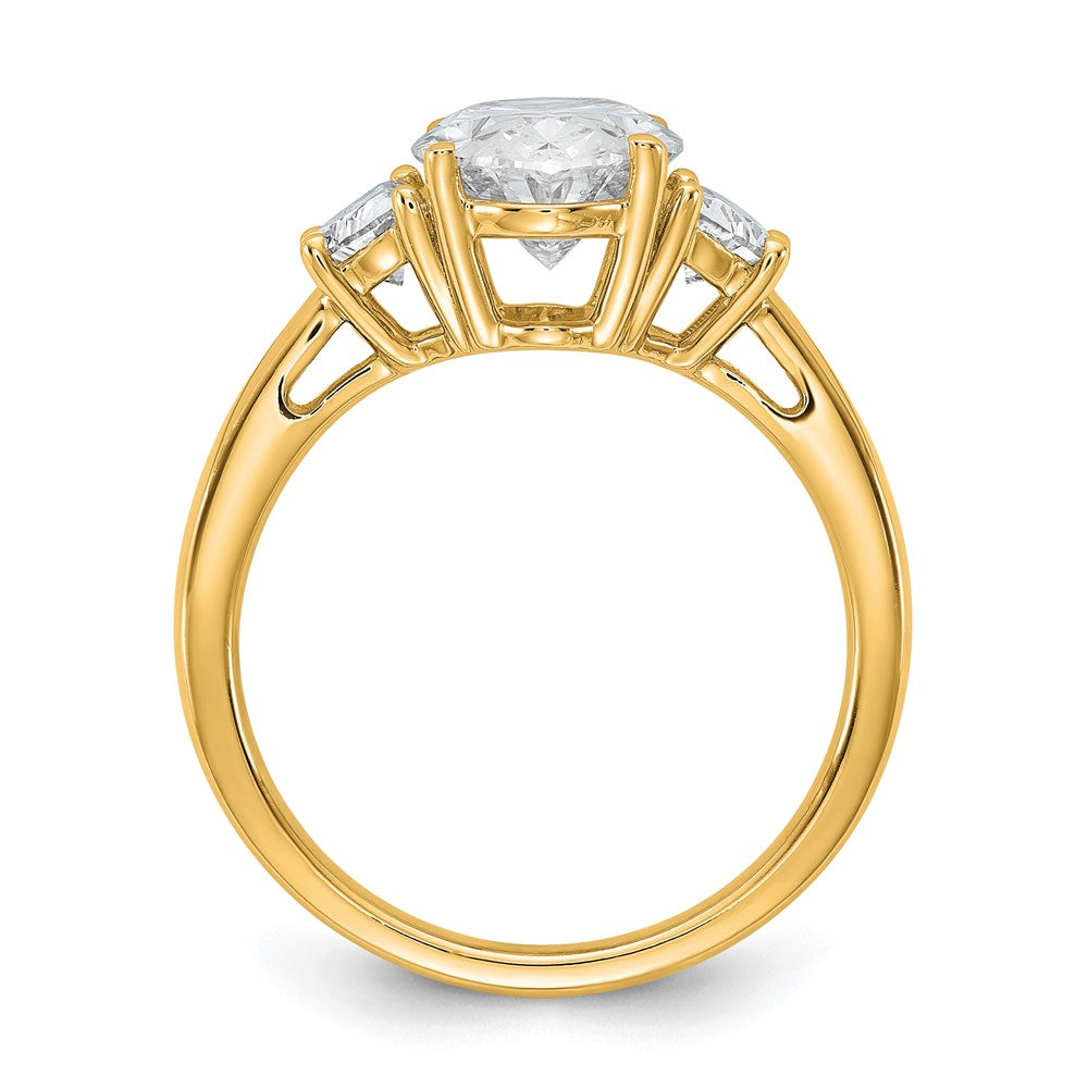 14k 3 1/8ct Cert Lab Grown Dia VS+ F+ Comp Oval&1/2 Moon 3 Stone Eng Ring