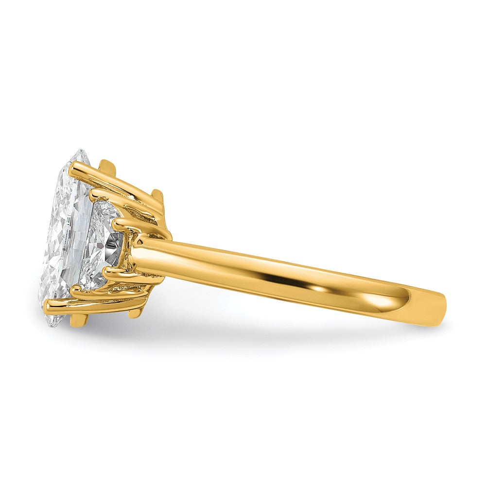 14k 3 1/8ct Cert Lab Grown Dia VS/SI+ G+ Comp Oval&1/2 Moon Eng Ring
